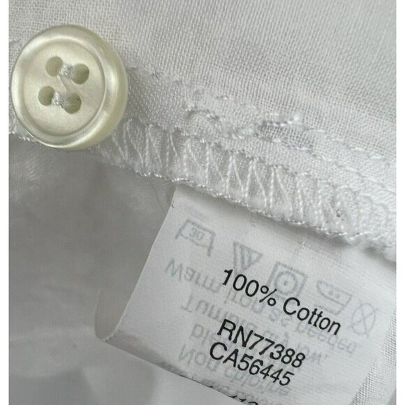J Crew Women's Blouse Size Medium White Pullover 100% Cotton Roll Tab Sleeves - Picture 4 of 9